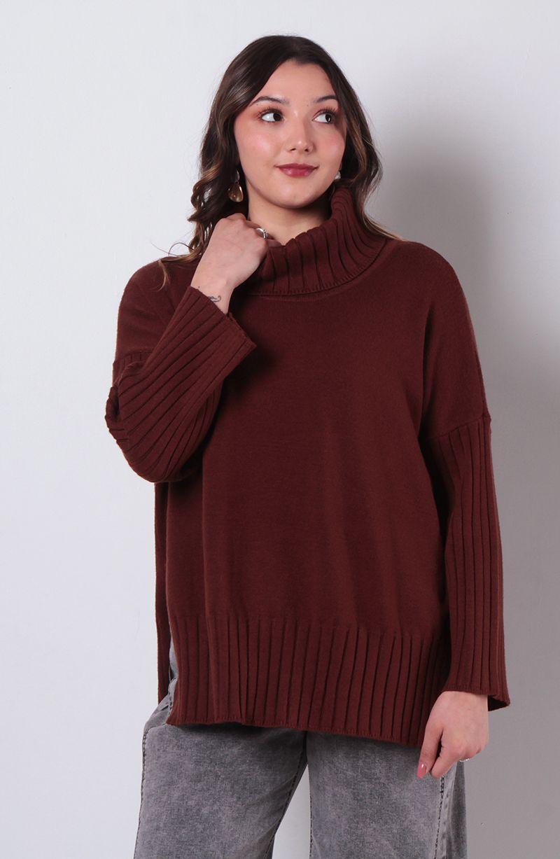 Sweater Manga Larga   Cuello Alto-0