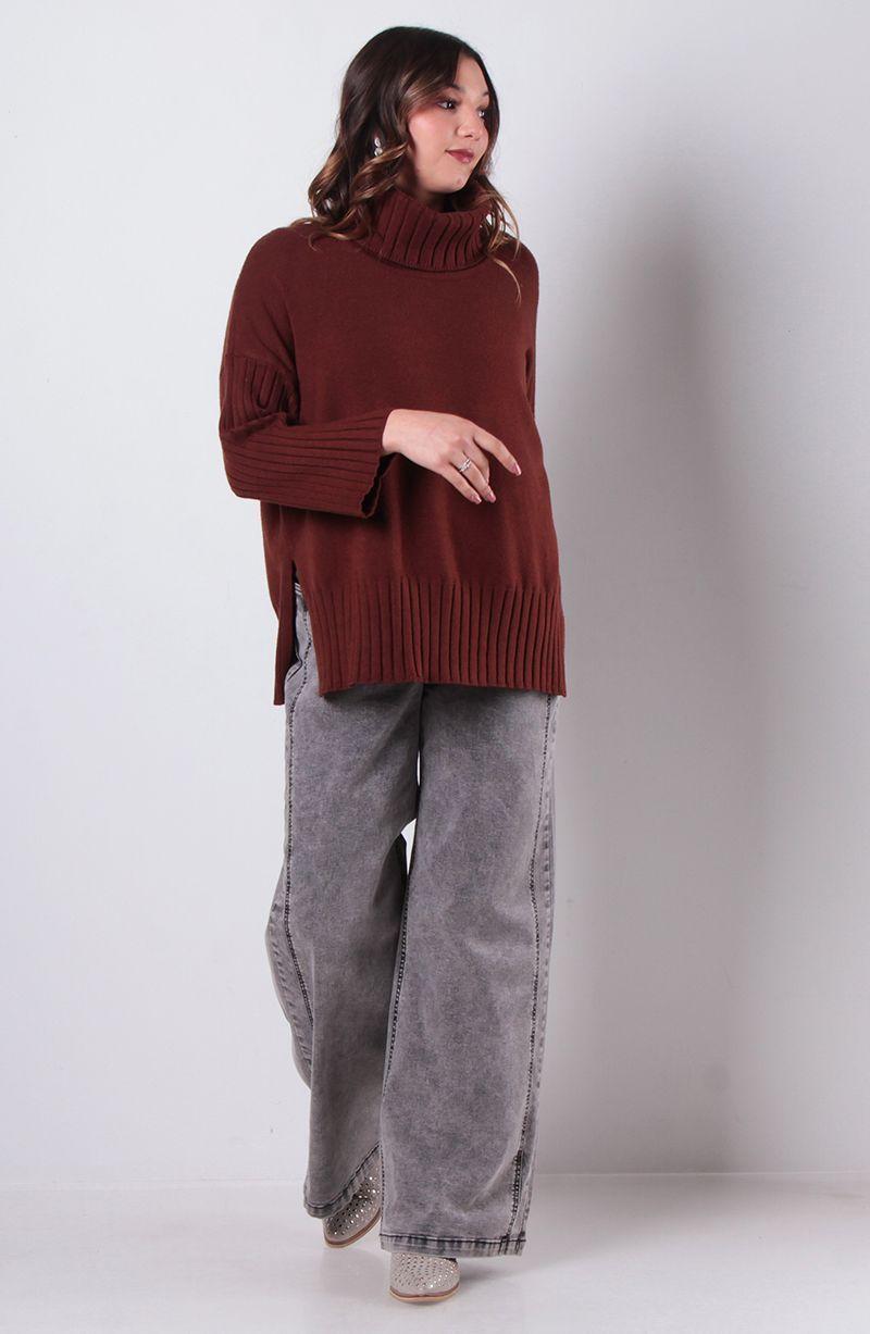 Sweater Manga Larga   Cuello Alto-0