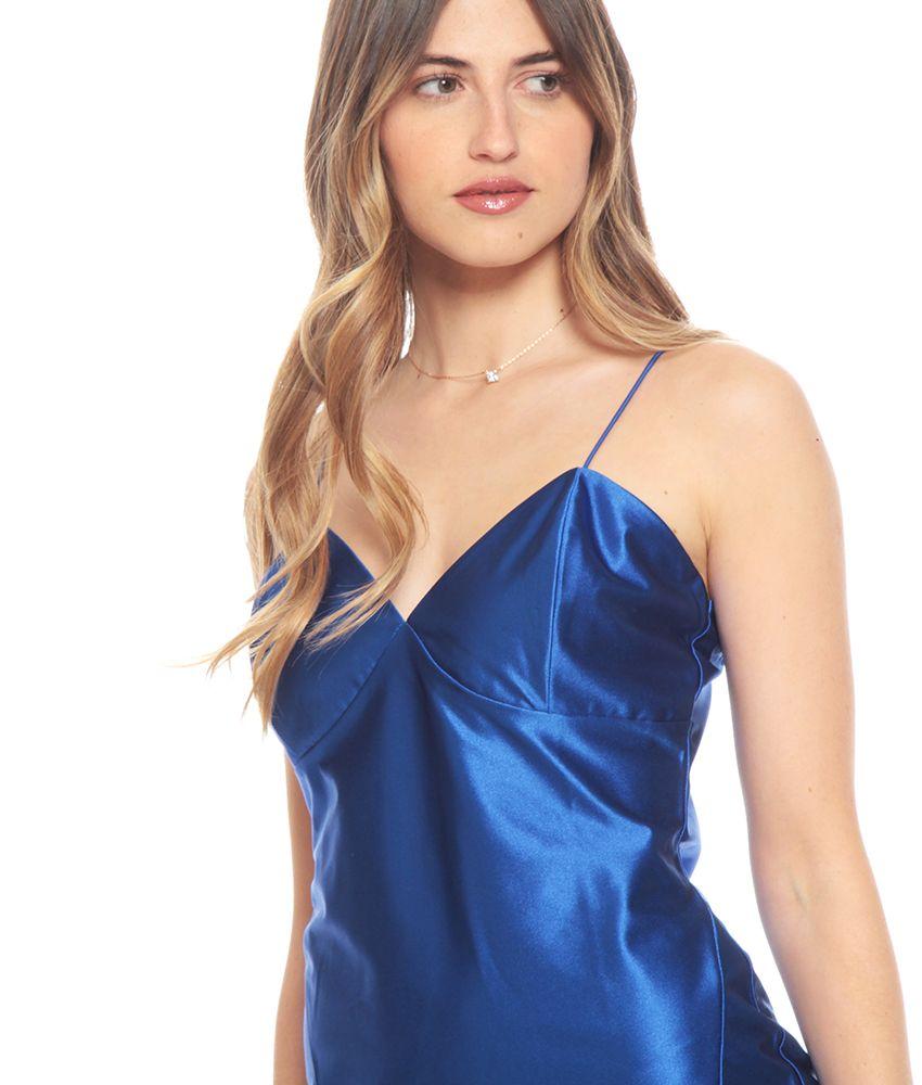 Vestido Sin Manga Solido Escote Corazon Con Abertura En Basta-3