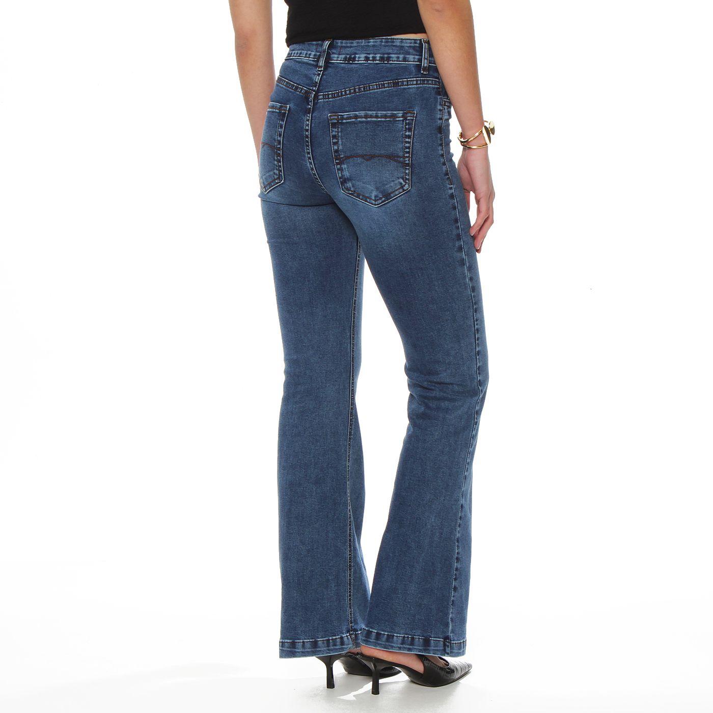Jeans Flare Tiro Medio  Pretina Basica 1 Boton-1