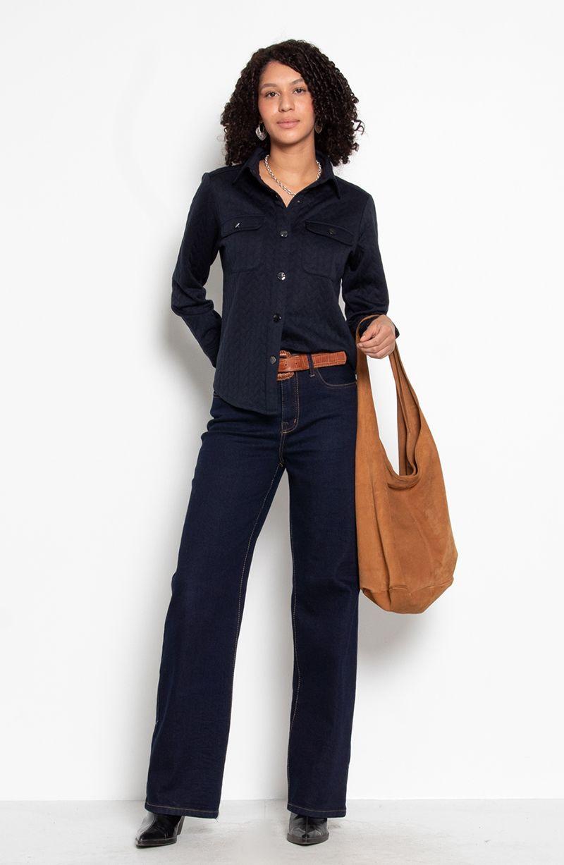 Blusa Manga Larga Abotonada En Delantero Con Bolsillo Y Tapeta-3