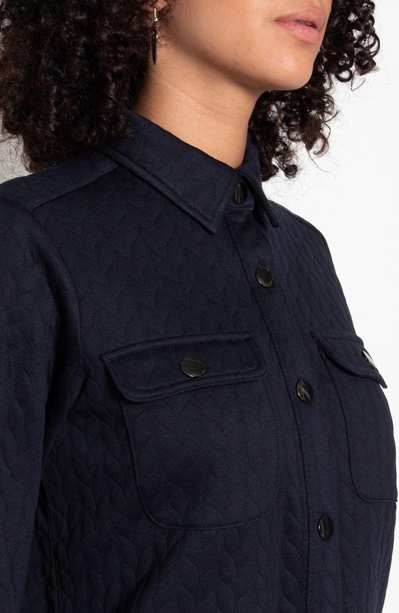 Blusa Manga Larga Abotonada En Delantero Con Bolsillo Y Tapeta-5