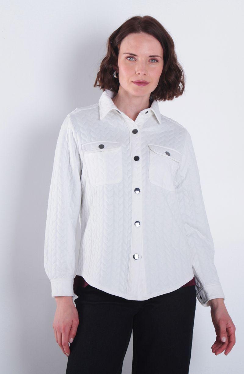 Blusa Manga Larga Abotonada En Delantero Con Bolsillo Y Tapeta-0