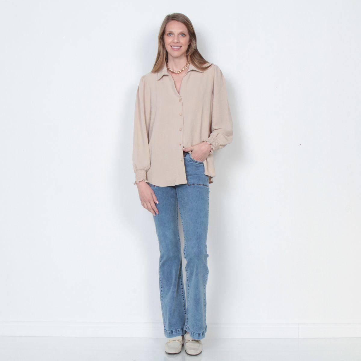 Blusa Manga Larga Abotonada En El Delatero Y Pu?o Elastido-2