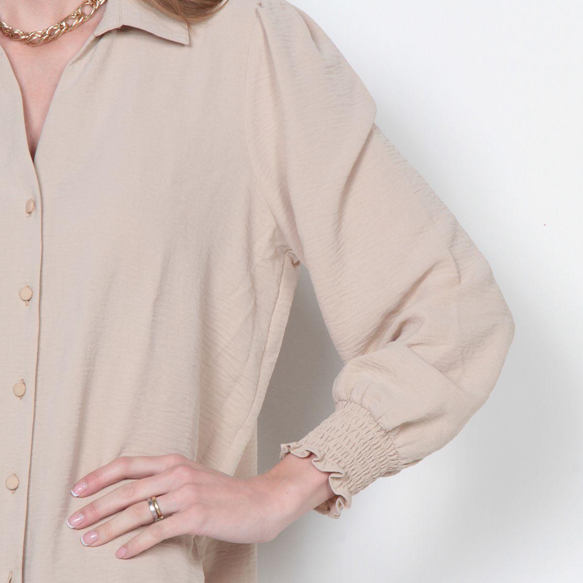 Blusa Manga Larga Abotonada En El Delatero Y Pu?o Elastido-3