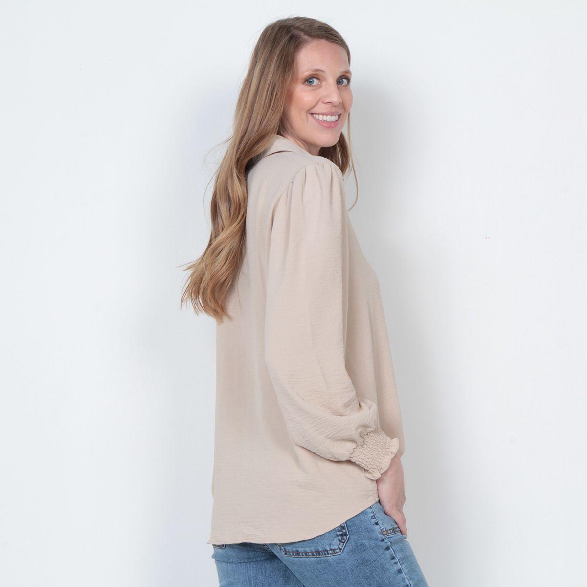 Blusa Manga Larga Abotonada En El Delatero Y Pu?o Elastido-6