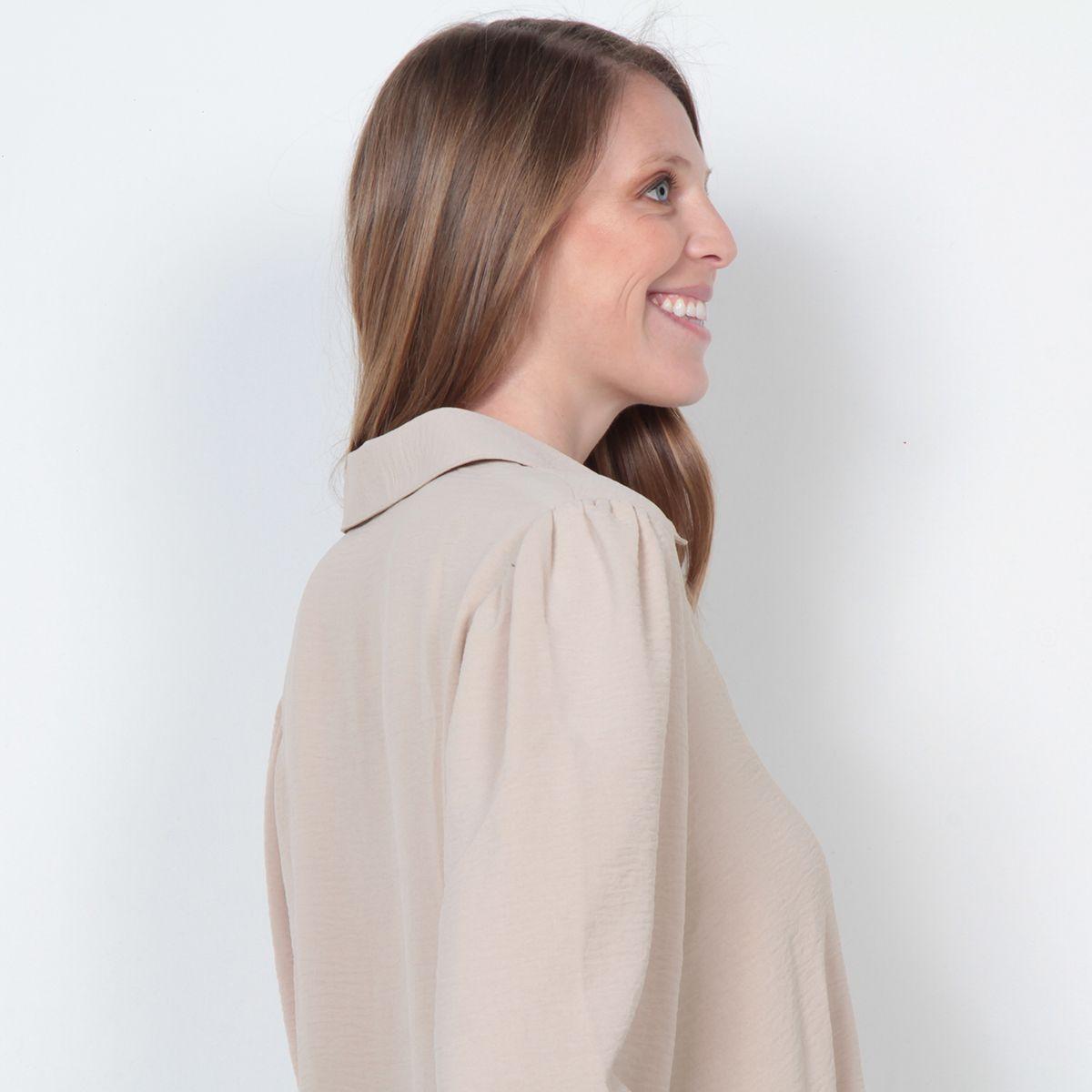 Blusa Manga Larga Abotonada En El Delatero Y Pu?o Elastido-8