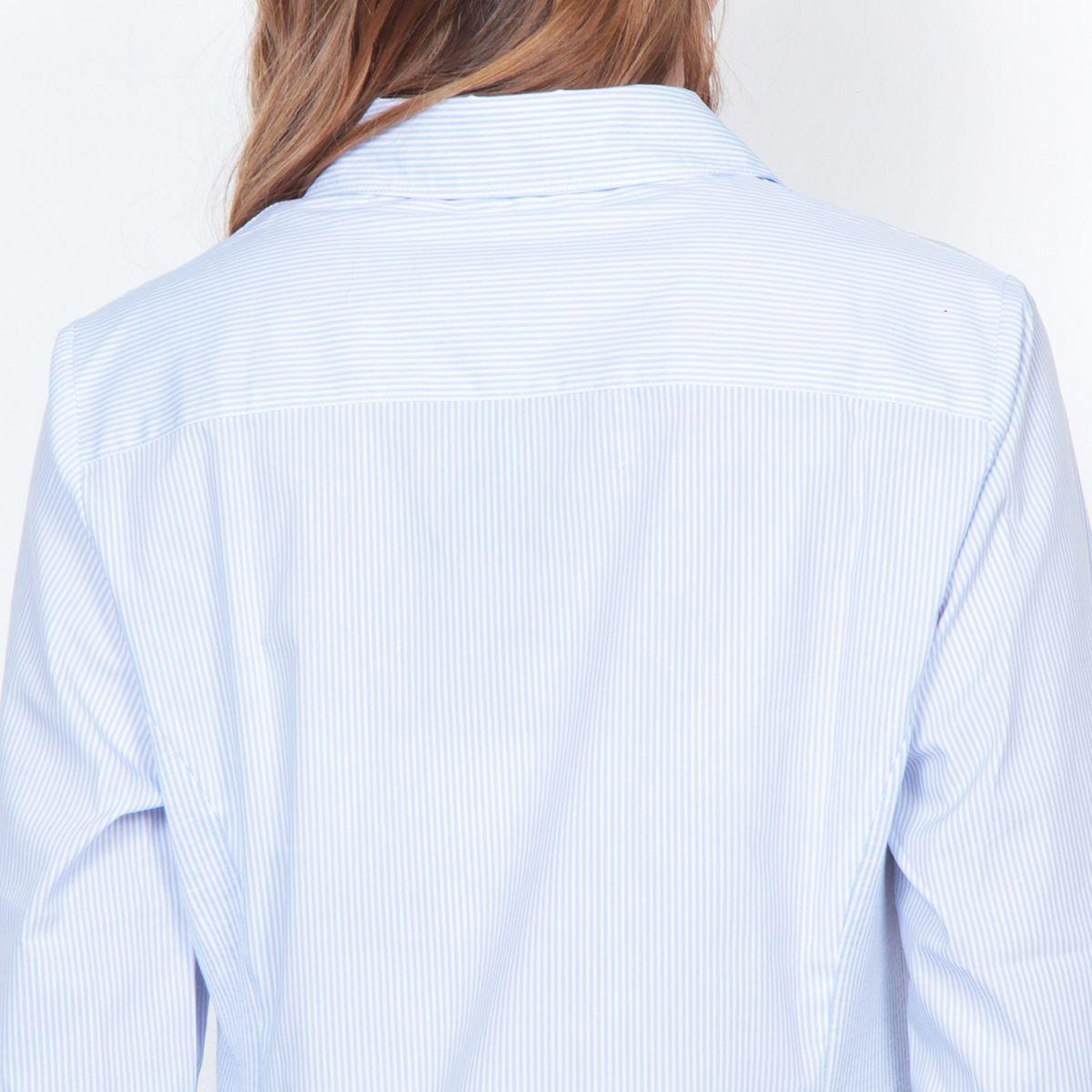 Blusa Manga 3/4 Listada Abotonada En Delantero-5