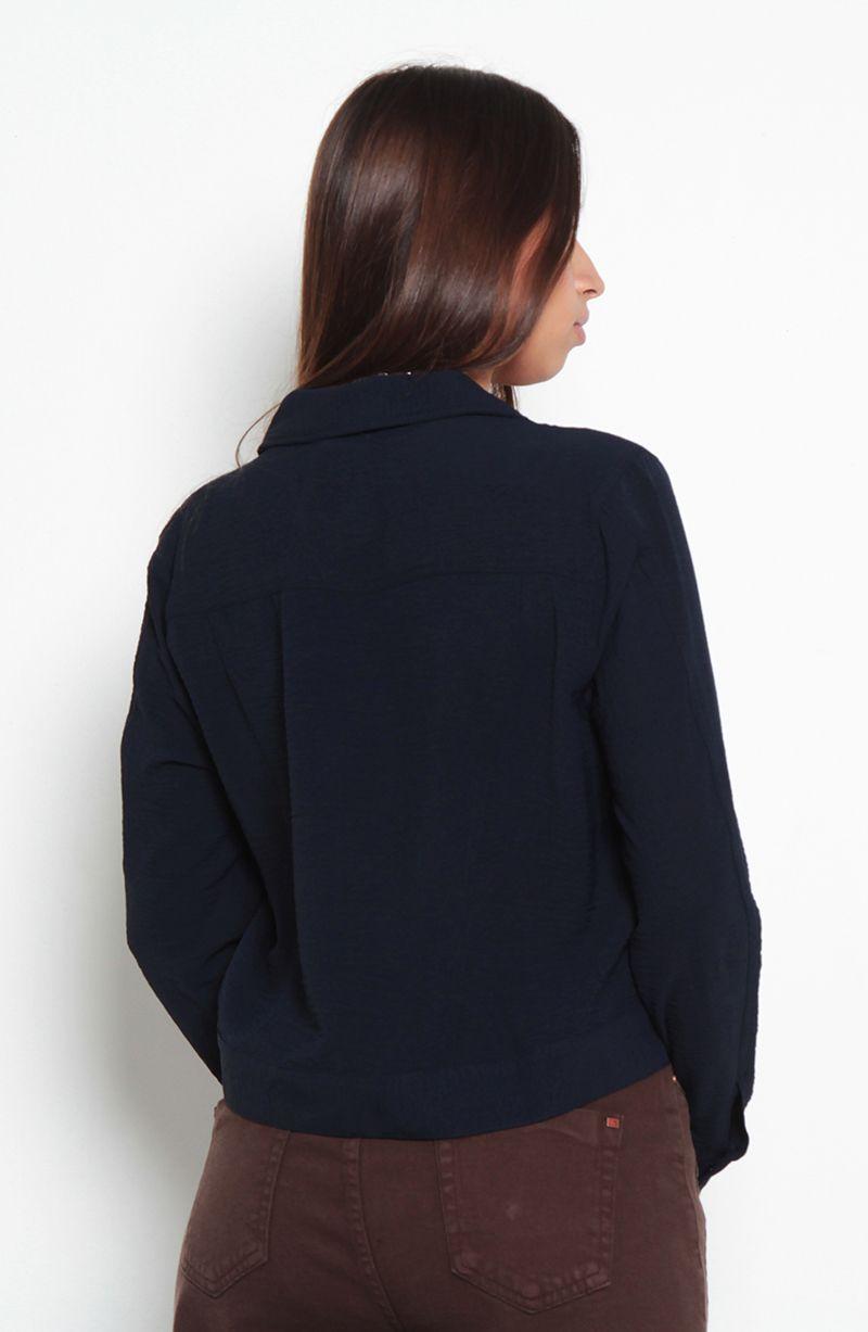 Chaqueta Manga Larga Abotonada En Delantero Con Bolsillos-4