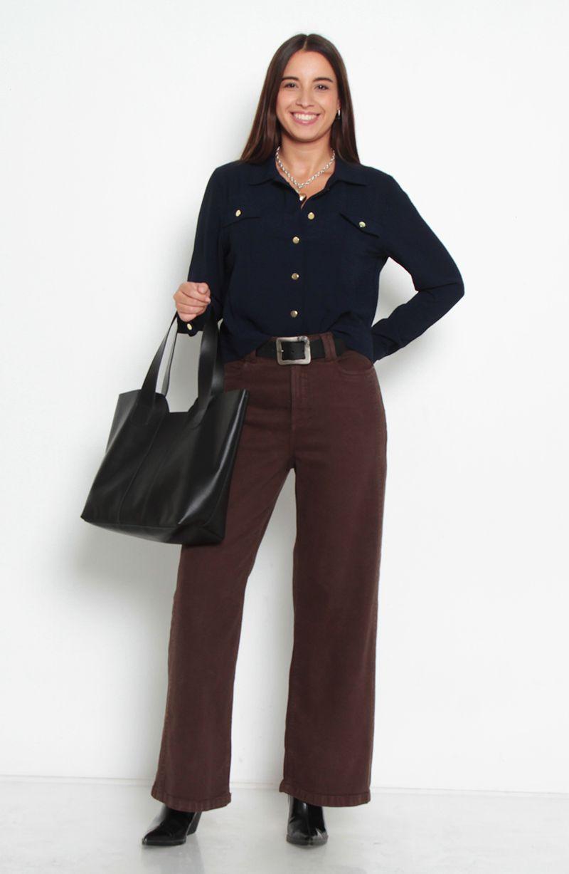 Chaqueta Manga Larga Abotonada En Delantero Con Bolsillos-6