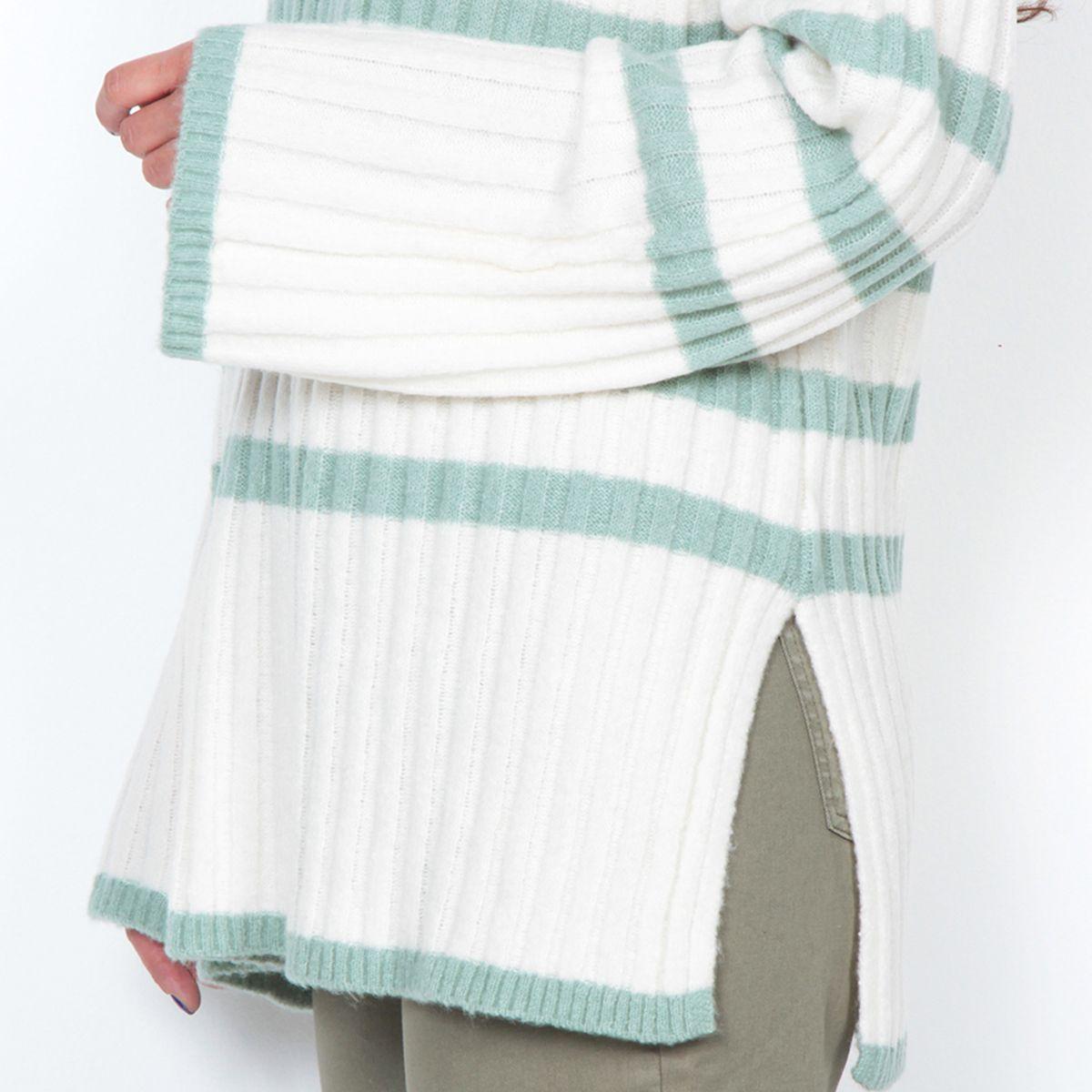 Sweater Listado Manga Larga Cuello Alto-1