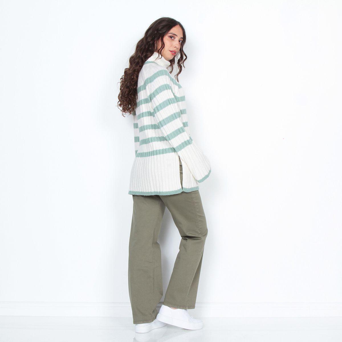 Sweater Listado Manga Larga Cuello Alto-7