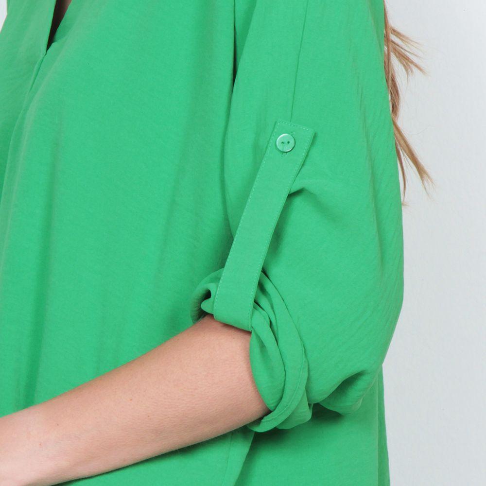Blusa Manga 3/4 Solido Escote V-3