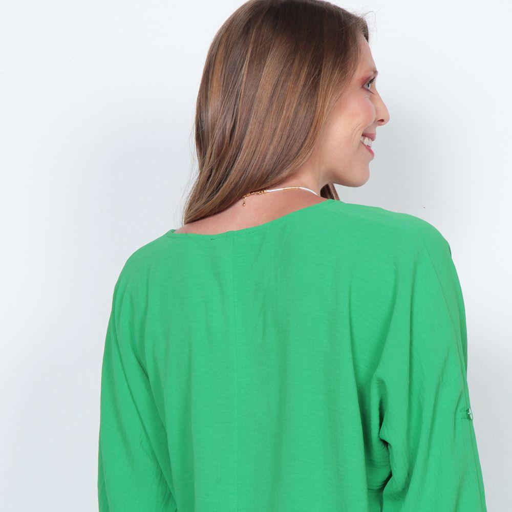 Blusa Manga 3/4 Solido Escote V-6