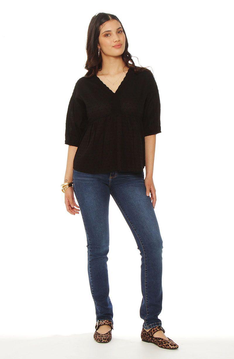 Blusa Manga Corta Brodery  Escote V-2