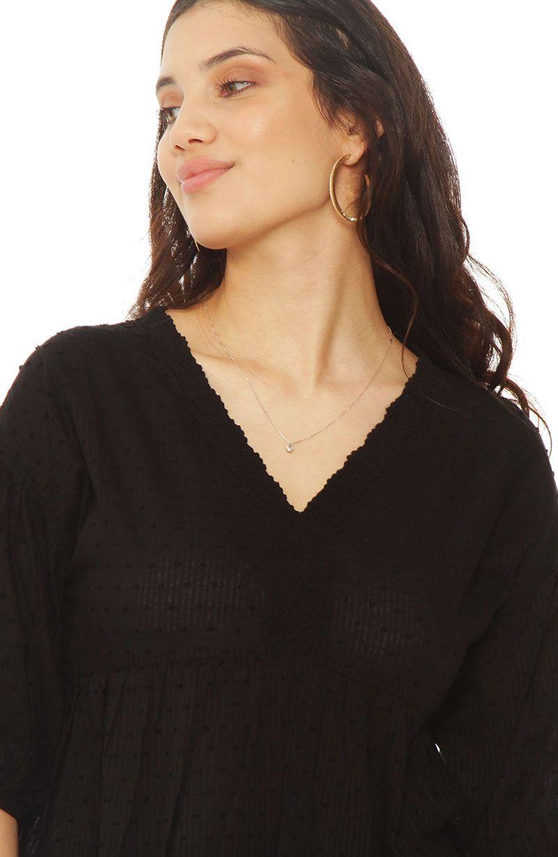 Blusa Manga Corta Brodery  Escote V-3