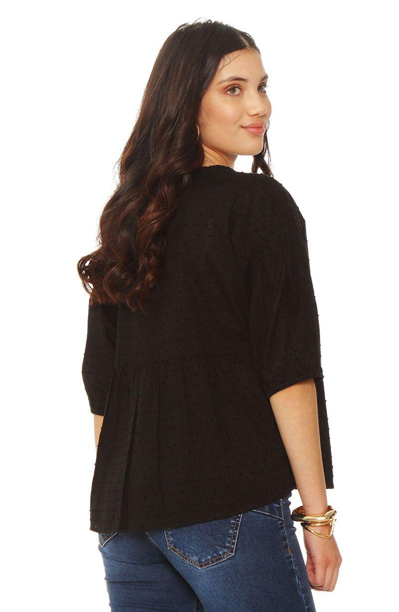 Blusa Manga Corta Brodery  Escote V-4