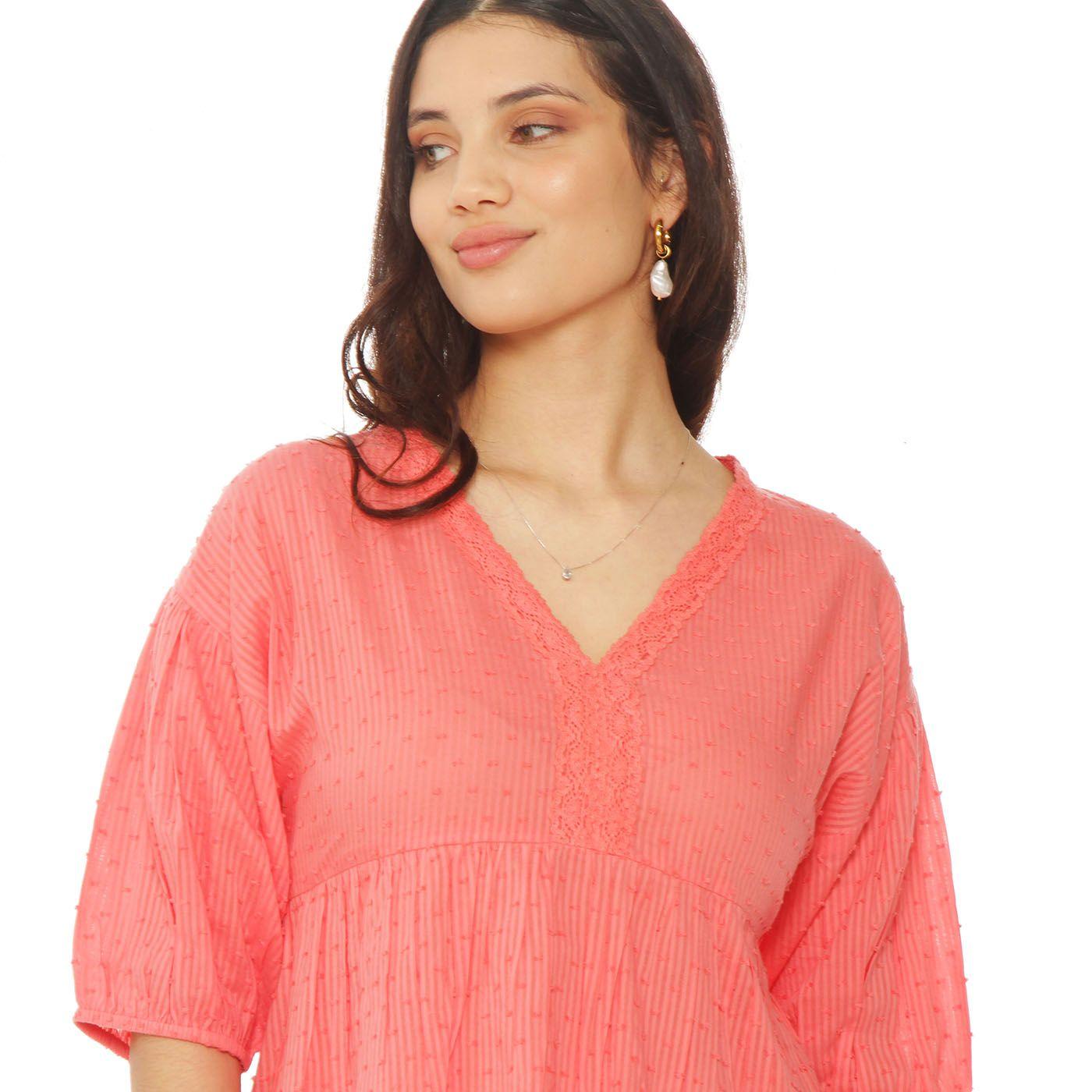Blusa Manga Corta Brodery  Escote V-1