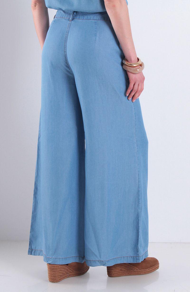 Pantalon Lyocell Wide Leg Tiro Alto Pretina Basica 1 Boton-3