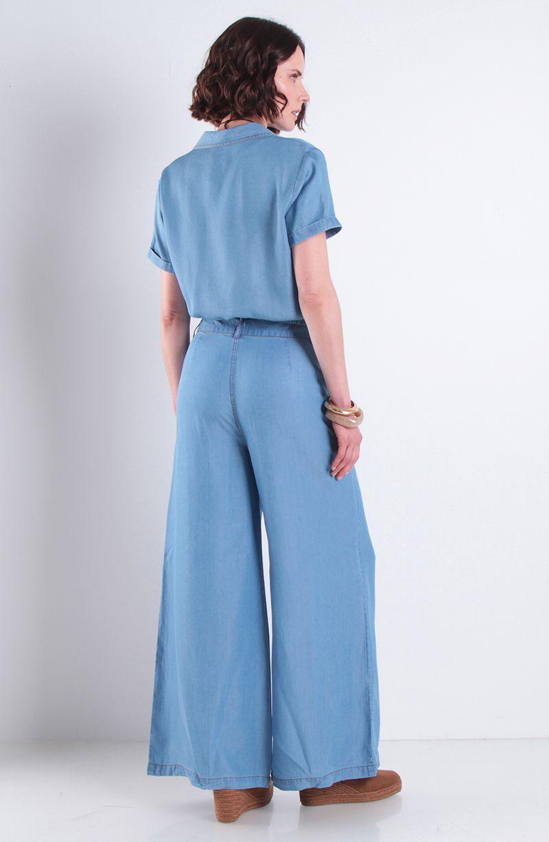 Pantalon Lyocell Wide Leg Tiro Alto Pretina Basica 1 Boton-7