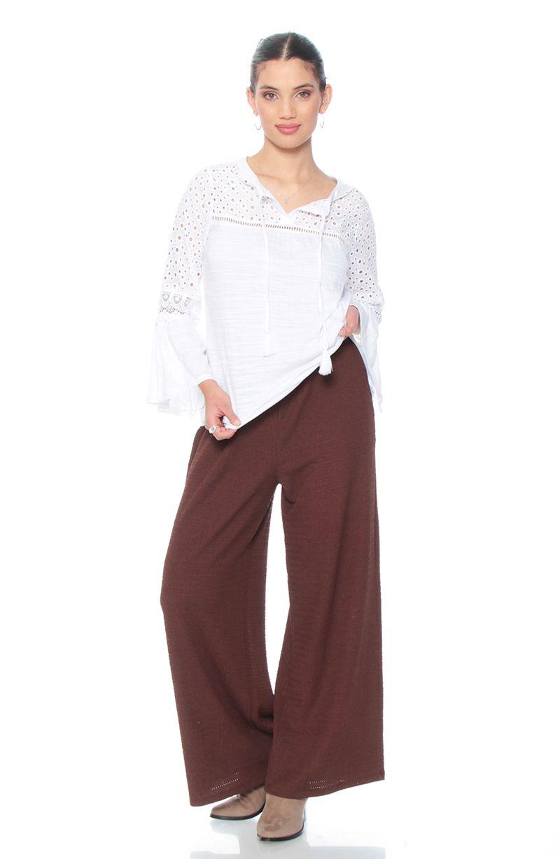 Blusa Manga Larga Acampanada Con Brodery Escote Redondo-3