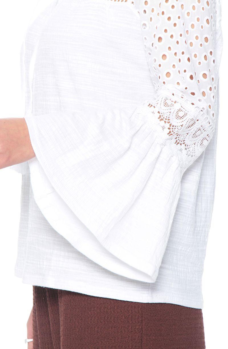 Blusa Manga Larga Acampanada Con Brodery Escote Redondo-4