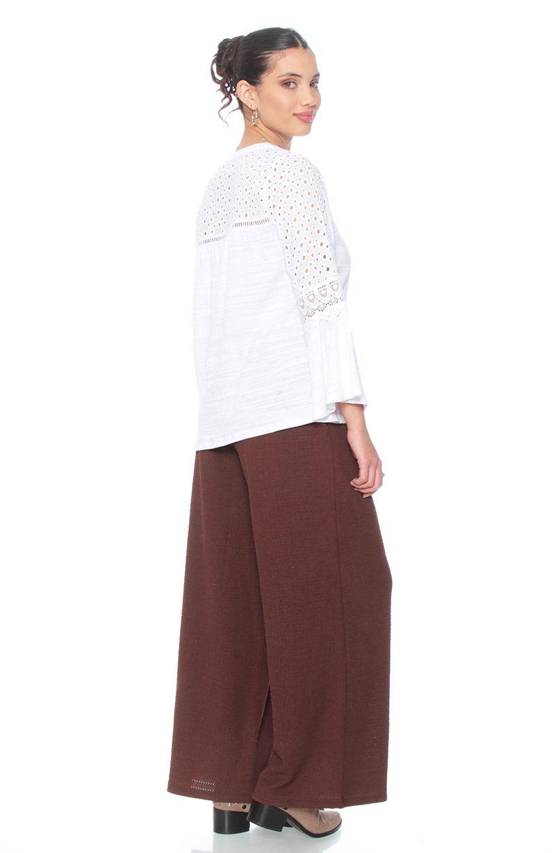 Blusa Manga Larga Acampanada Con Brodery Escote Redondo-6