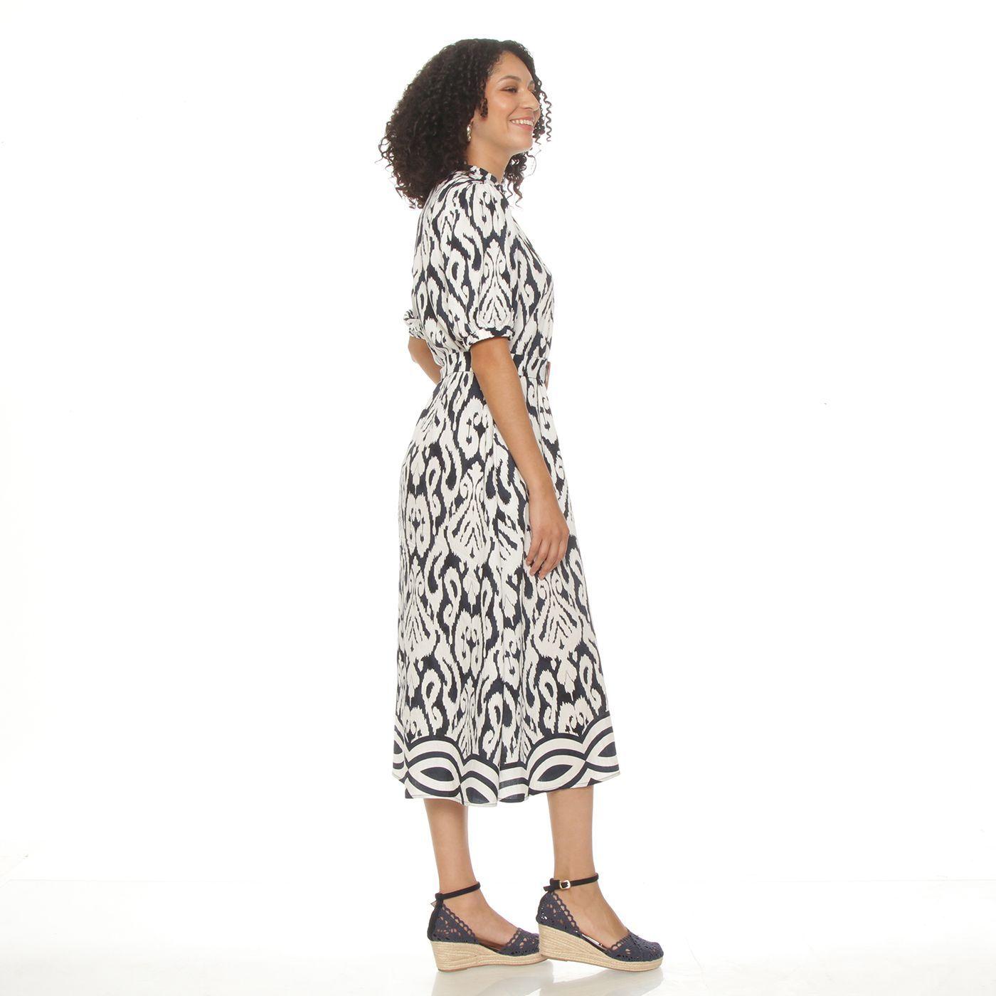 Vestido Manga Corta Estampado Escote V Con Cinturon-5