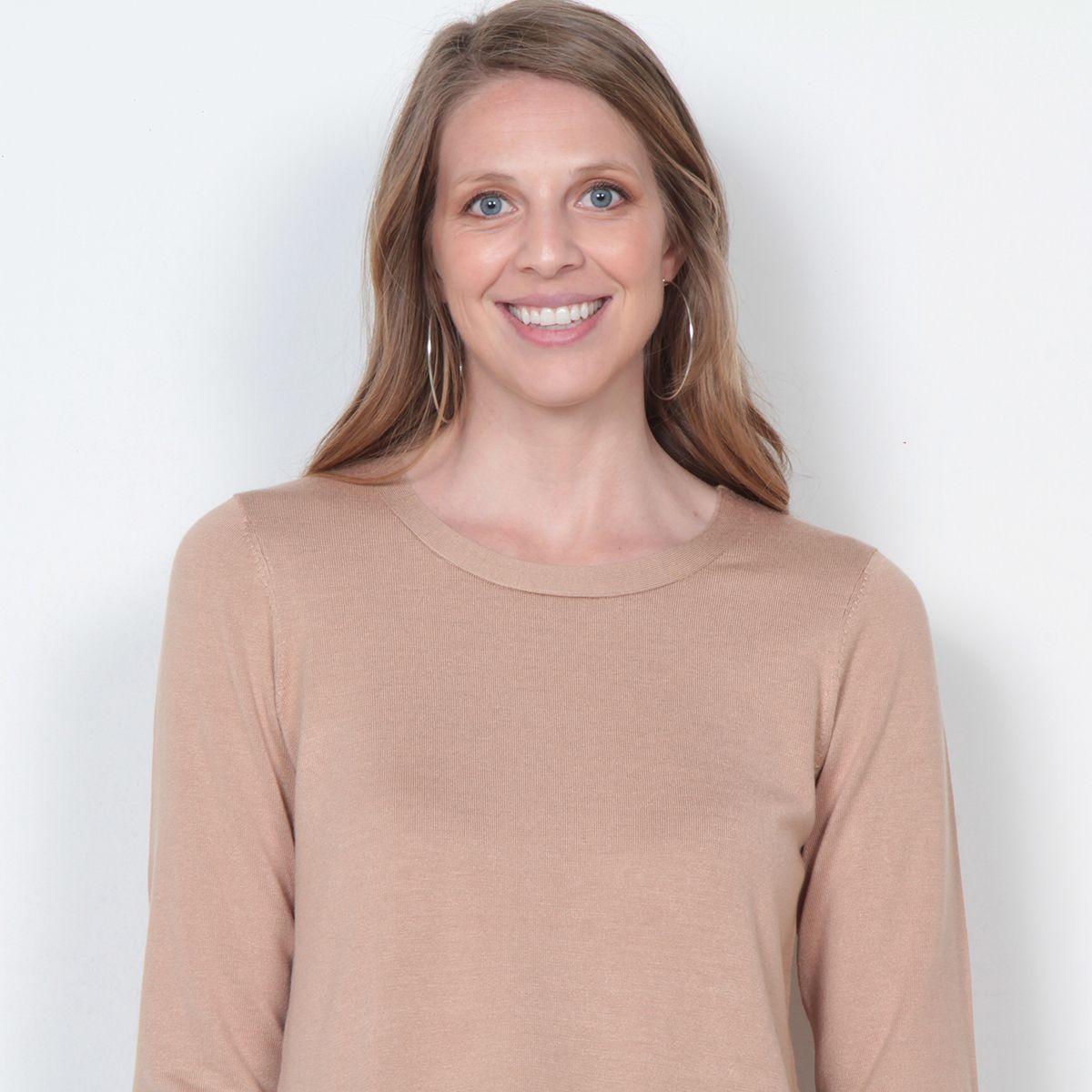 Sweater Manga Larga Solido Escote Redondo-2