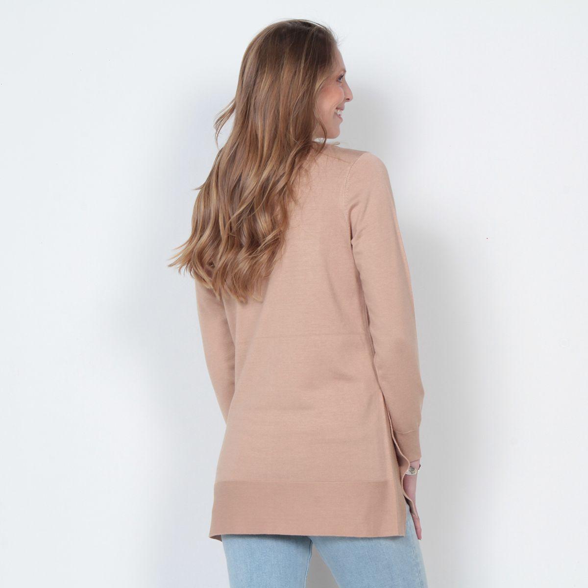 Sweater Manga Larga Solido Escote Redondo-6