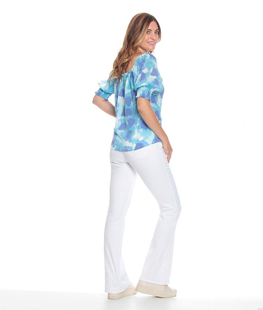 Blusa Manga 3/4 Con Elastico Estampada Escote Redondo-5
