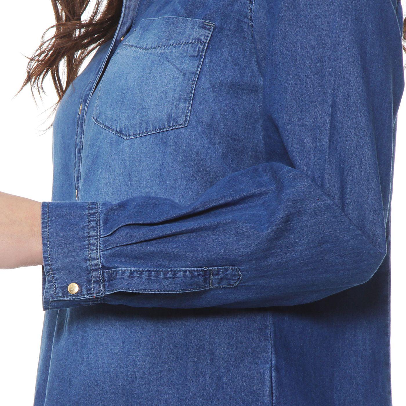 Blusa Clasica Denim Cuello Camisero-2
