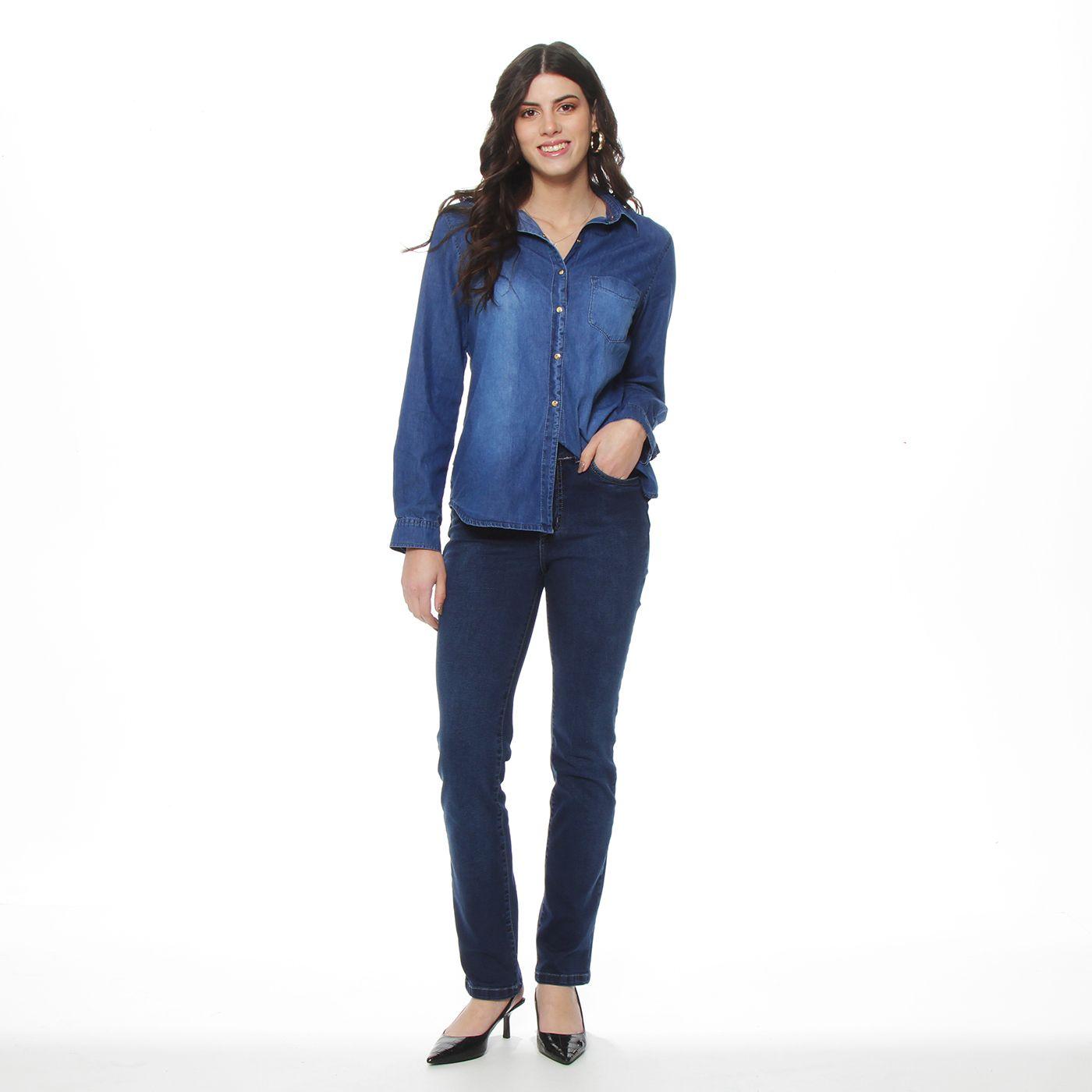 Blusa Clasica Denim Cuello Camisero-3