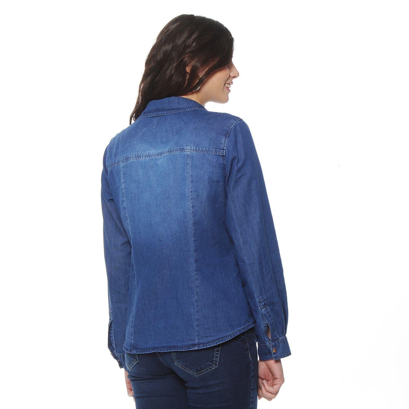 Blusa Clasica Denim Cuello Camisero-6