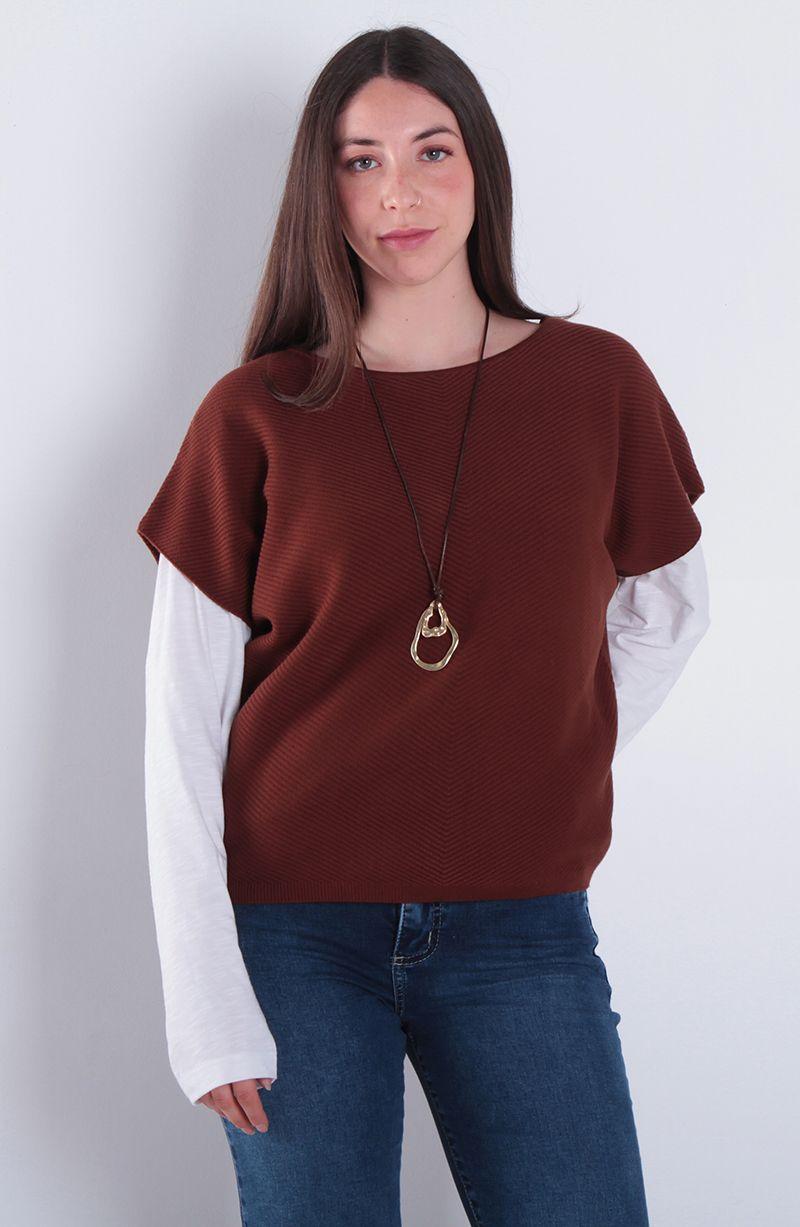 Sweater Manga Corta Escote Redondo-0