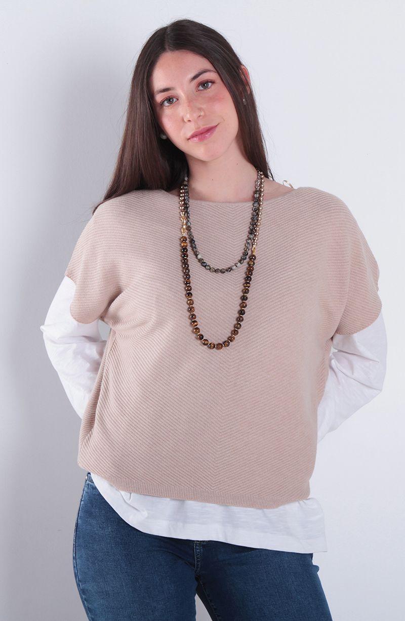 Sweater Manga Corta Escote Redondo-0