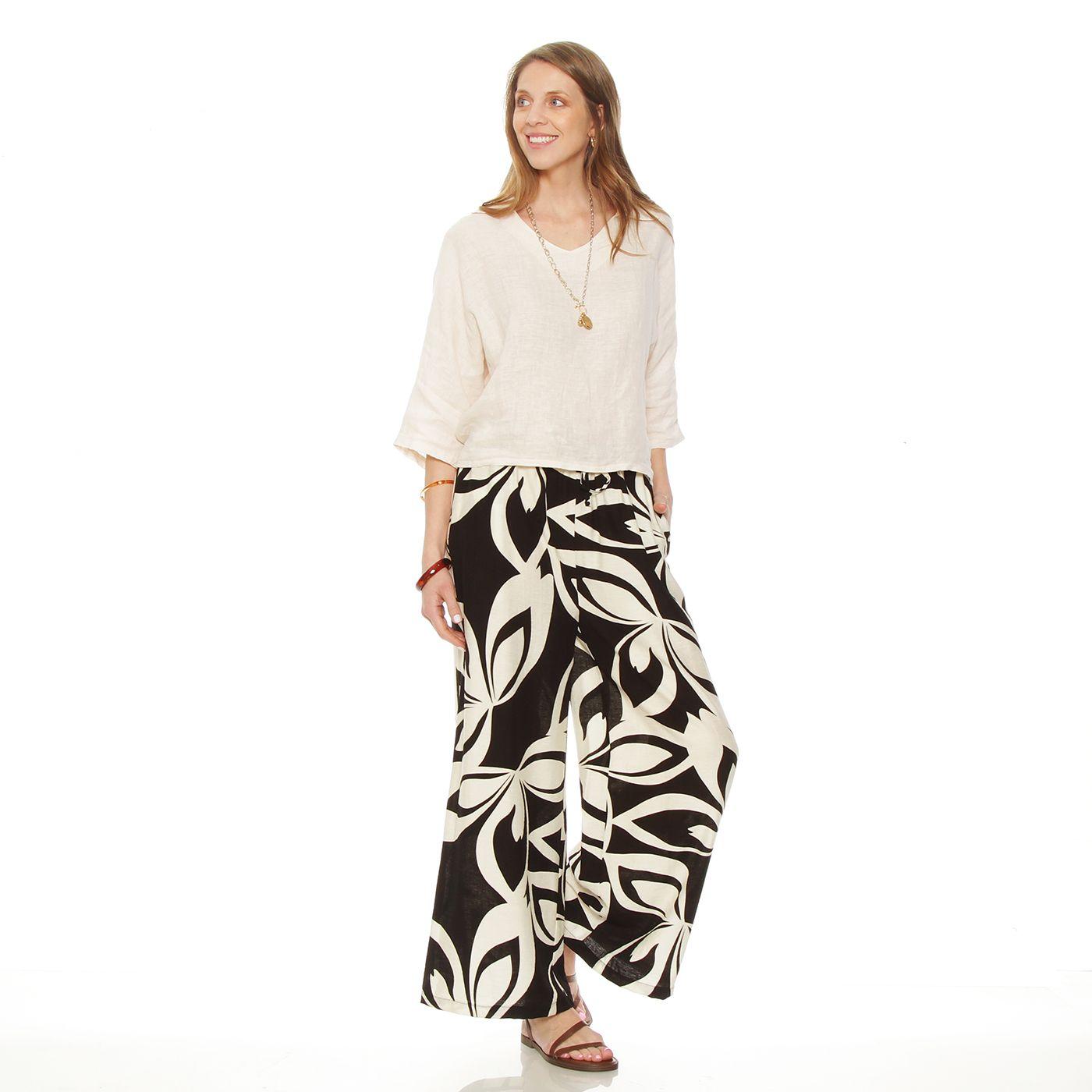 Pantalon Estampado Wide Leg Tiro Alto Pretina Ajustada-3