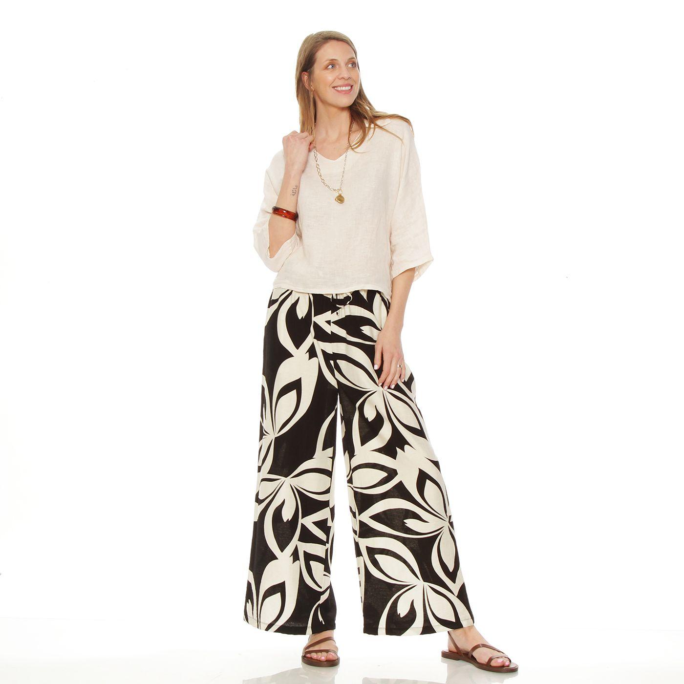 Pantalon Estampado Wide Leg Tiro Alto Pretina Ajustada-4