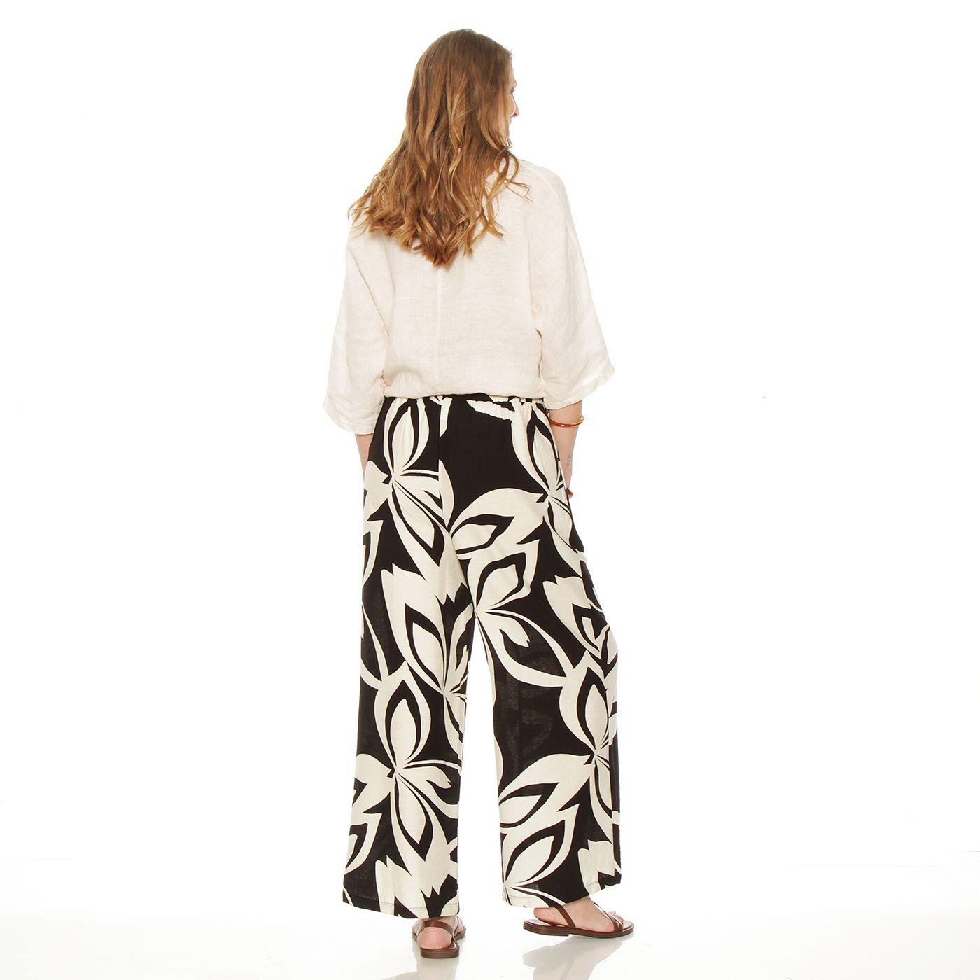 Pantalon Estampado Wide Leg Tiro Alto Pretina Ajustada-5