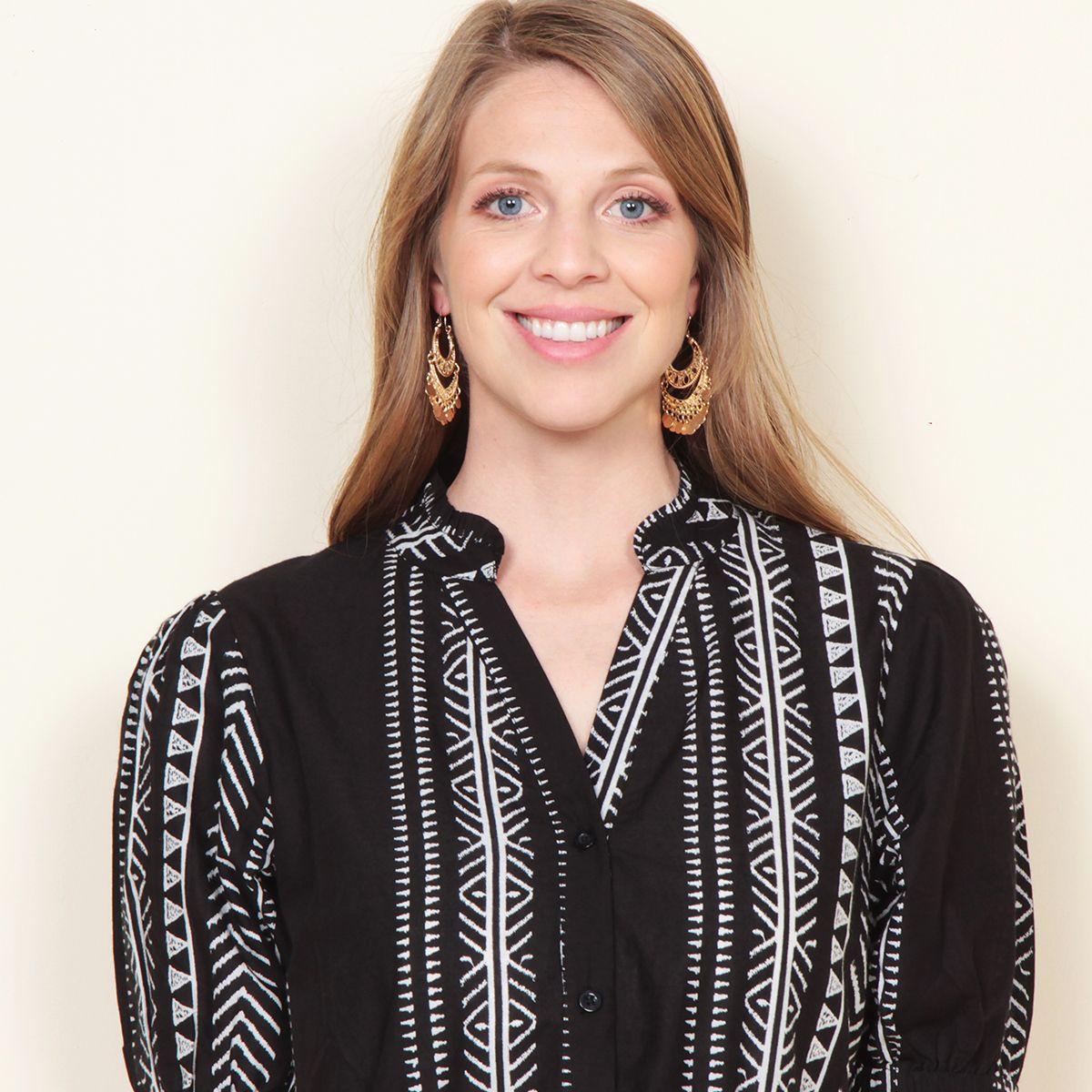 Vestido Manga Corta Estampado Con Cinturon Y Escote V-3