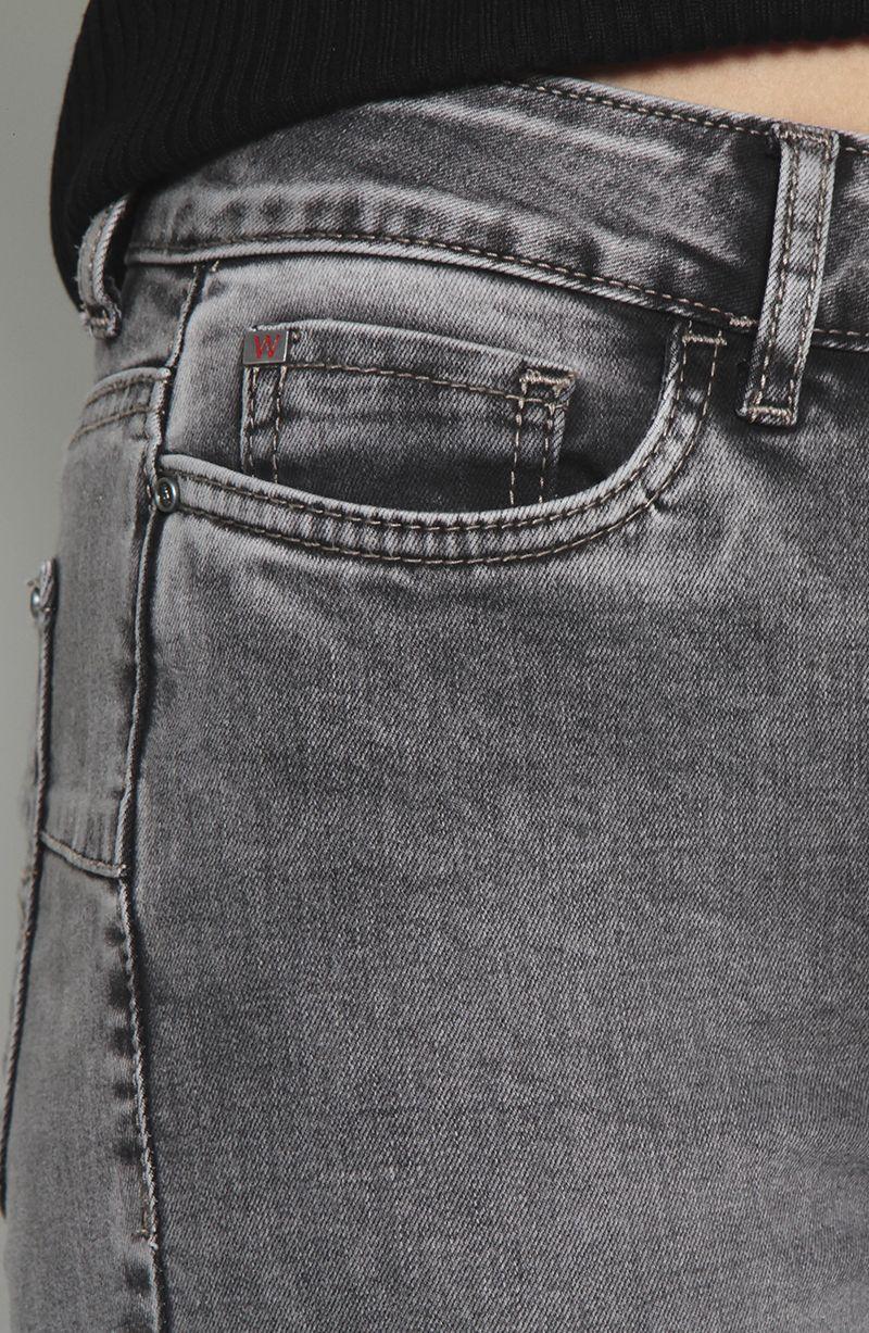 Jeans Flare Tiro Alto Pretina Basica 1 Boton Push Up-2