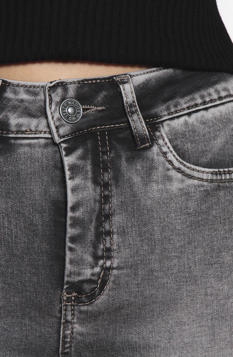 Jeans Flare Tiro Alto Pretina Basica 1 Boton Push Up-1
