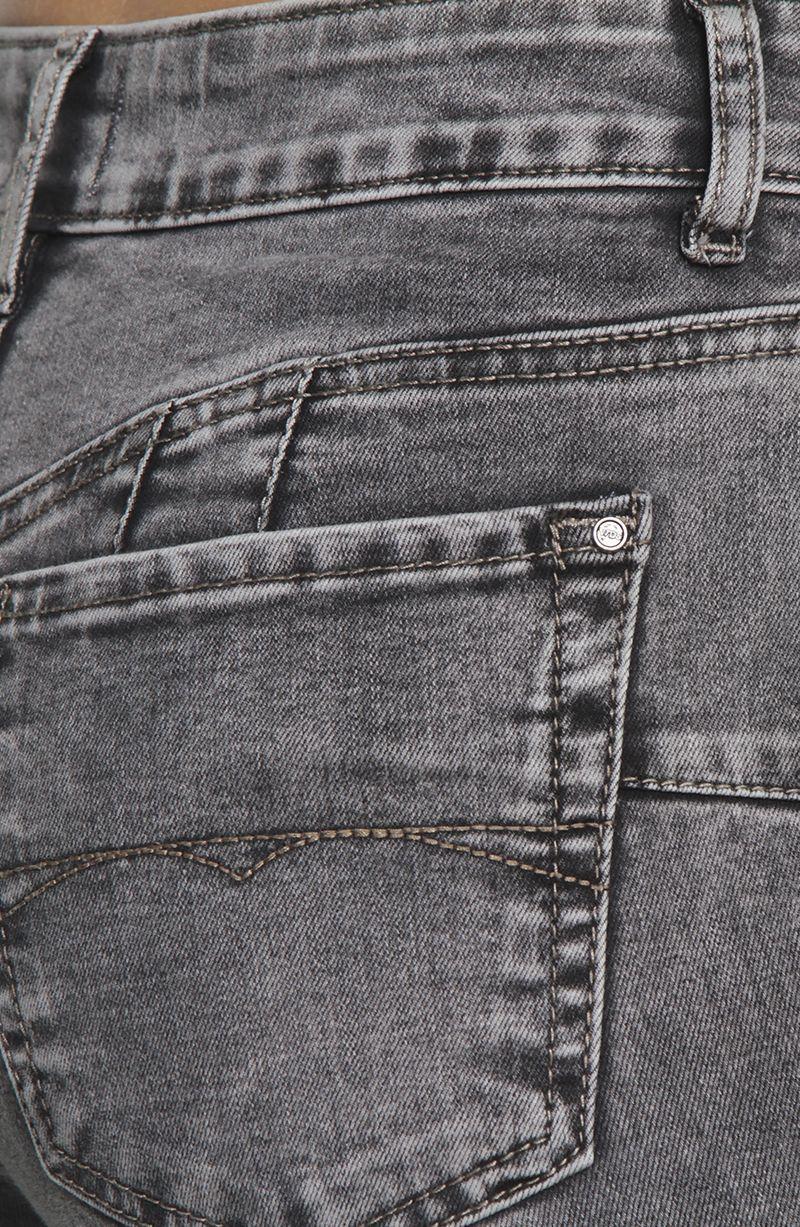 Jeans Flare Tiro Alto Pretina Basica 1 Boton Push Up-3