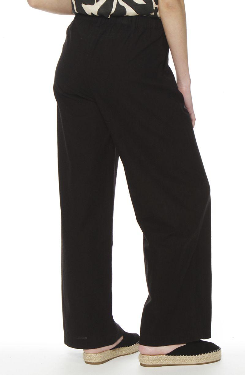 Pantalon Wide Leg Lino Tiro Alto Pretina Basica-4