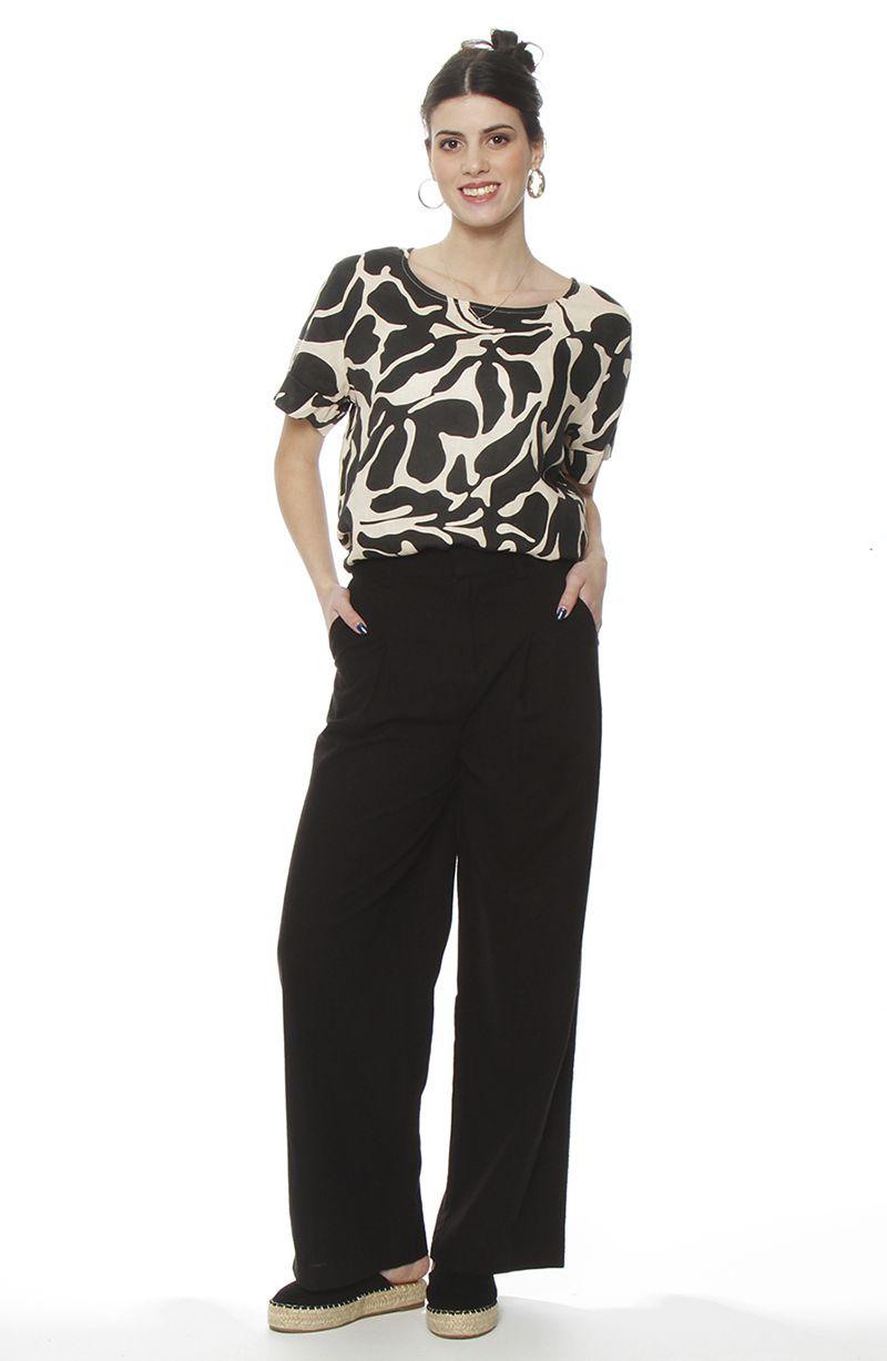 Pantalon Wide Leg Lino Tiro Alto Pretina Basica-5
