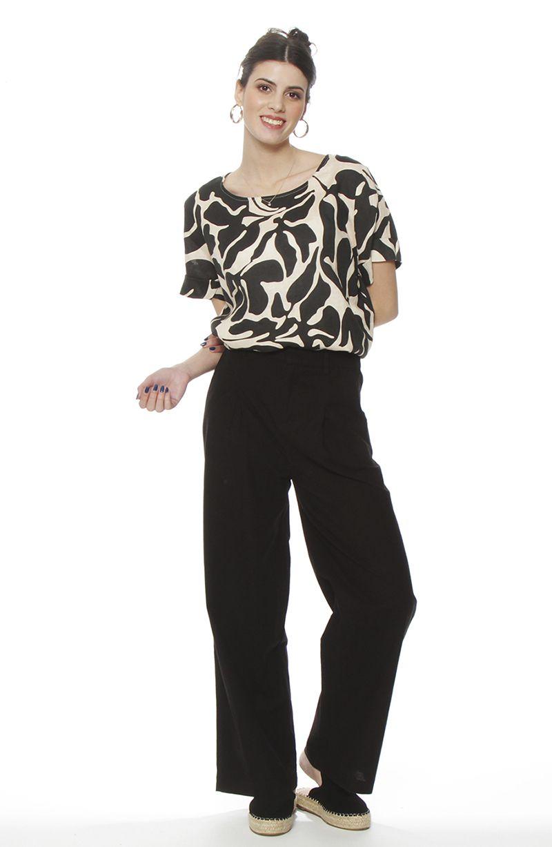 Pantalon Wide Leg Lino Tiro Alto Pretina Basica-2