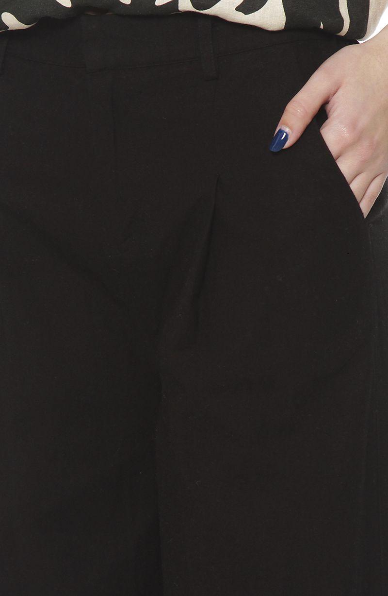 Pantalon Wide Leg Lino Tiro Alto Pretina Basica-3