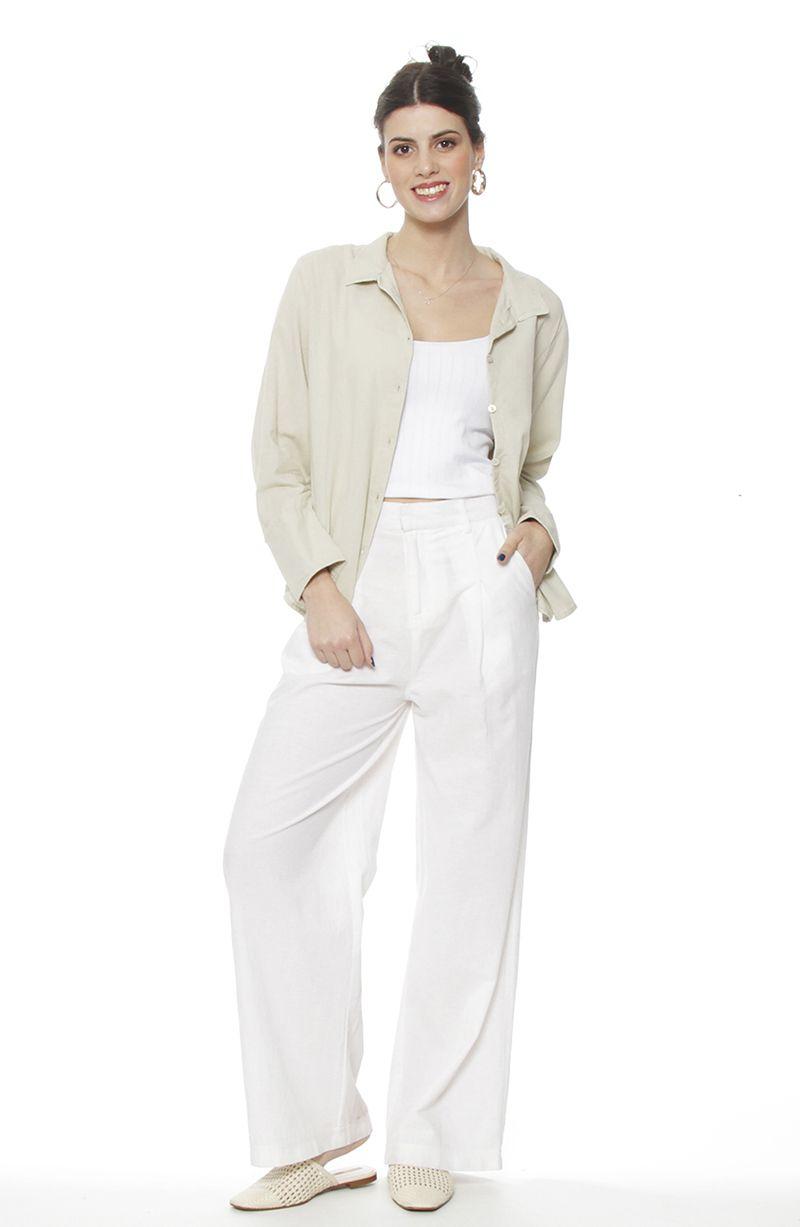 Pantalon Wide Leg Lino Tiro Alto Pretina Basica-1