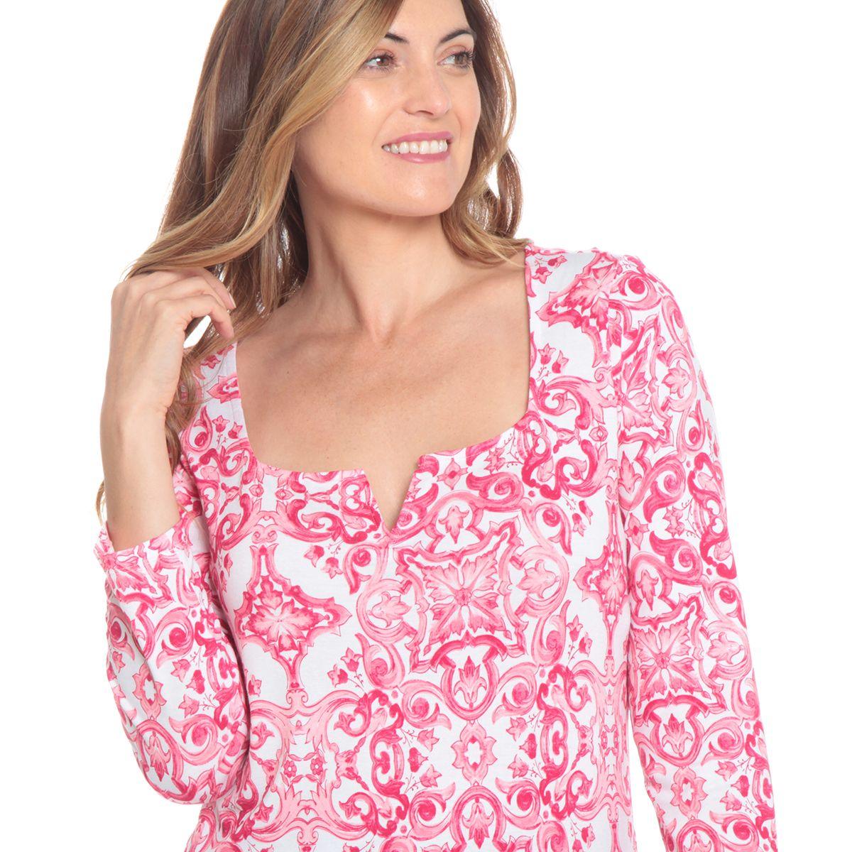 POLERA ESTAMPADA ESCOTE CUADRADO MANGA 3/4-0