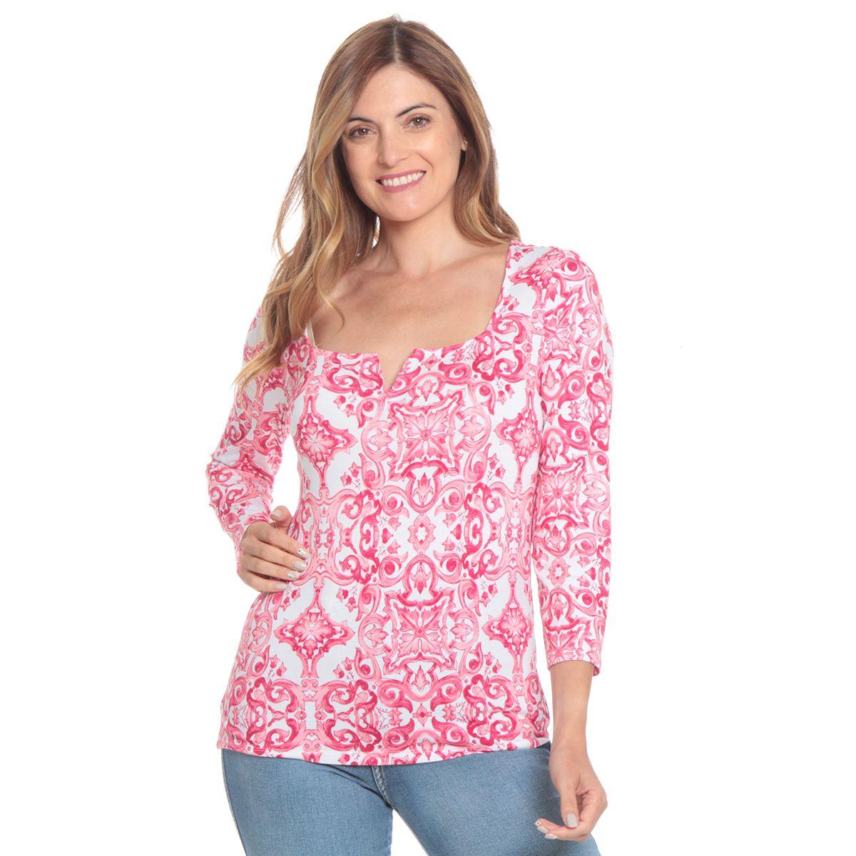 POLERA ESTAMPADA ESCOTE CUADRADO MANGA 3/4-2